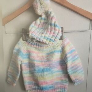 Pastel Knit Sweater and Hat Set for Kids